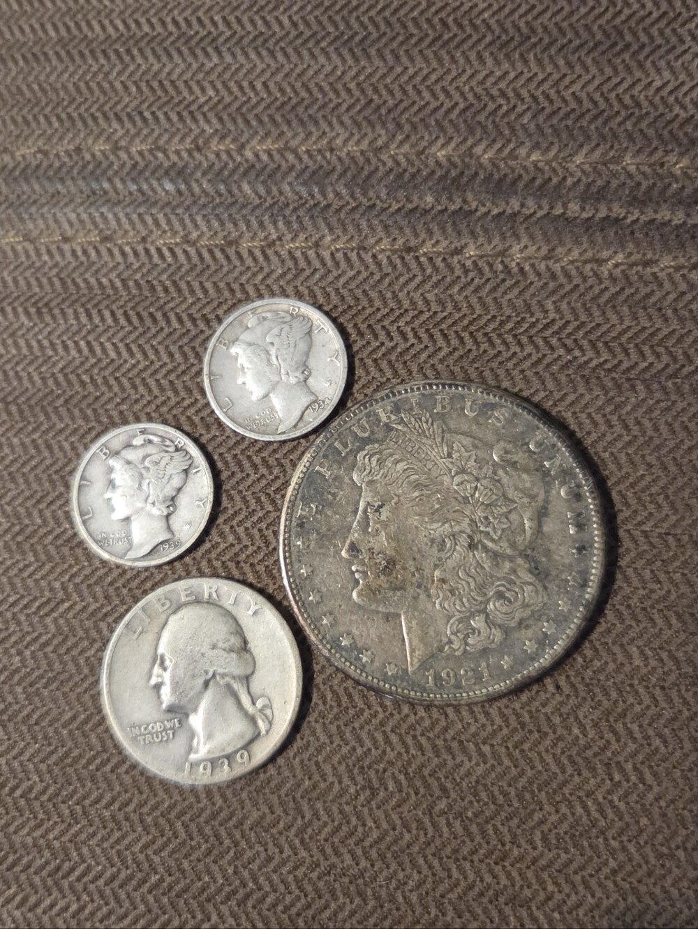 Vintage Silver Coin Display Set Of 4